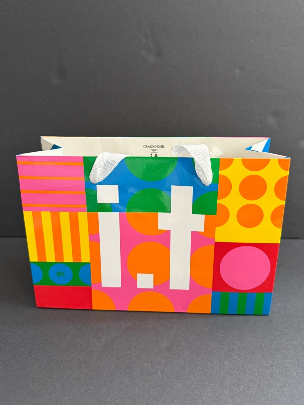 I.T Colorful Geometric Gift Bag with White Handles